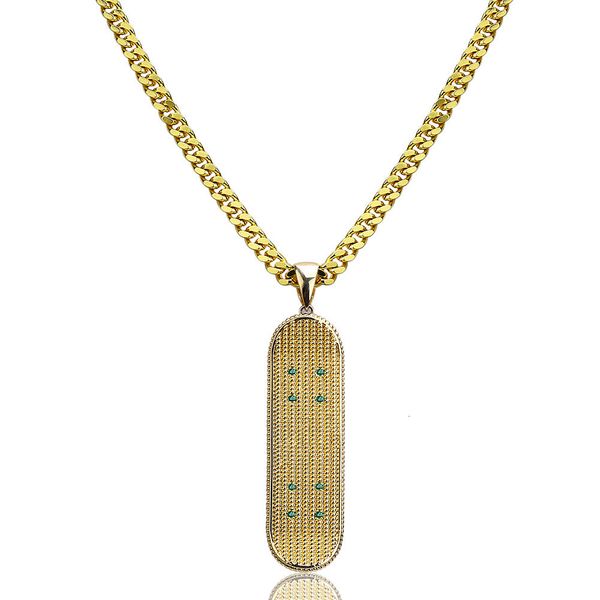 

fashion skate pendant with tennis chain gold silver color bling cubic zircon men's hip hop necklace jewelry for gift