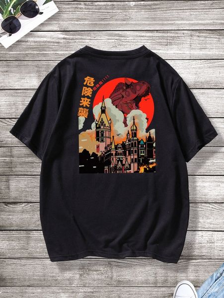 

men building and japanese letter graphic tee 59b6#, White;black