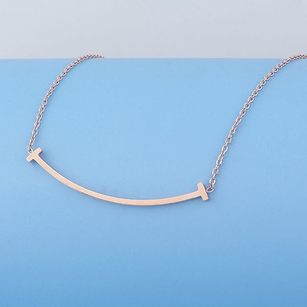 

new rose gold simple smile necklace female fashion trend titanium steel girls women clavicle chain no fade jewelry accessory, Silver
