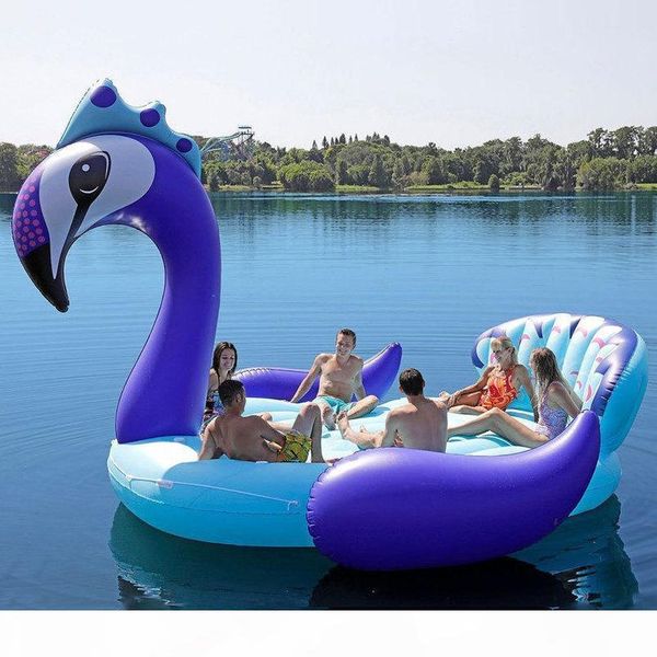 

6 person inflatable giant peacock pool float island swimming pool lake beach party floating boat water toys air mattresses