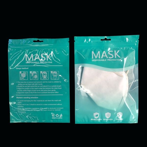 

bag in stock retail box packing protective opp zipper pouches zip lock bags for disposable face mask masks with hang hol