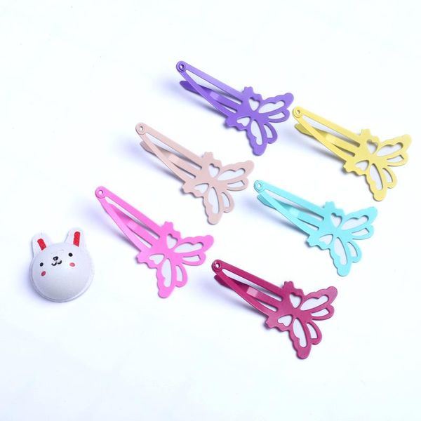 

12pcs cute candy color baby hair clip butterfly hairpins for girls children painted metal barrettes hairpin headwear 4.5cm wmtghe, Black;red