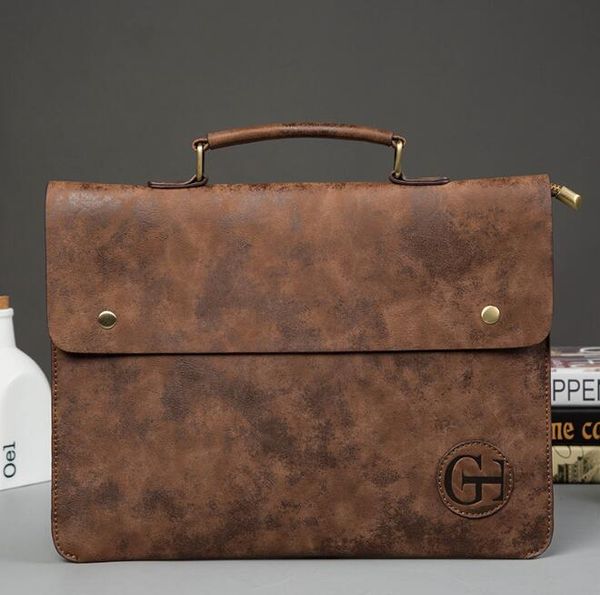 

briefcases retro fashion men's handbag ultra-thin briefcase casual men and women bag trend small