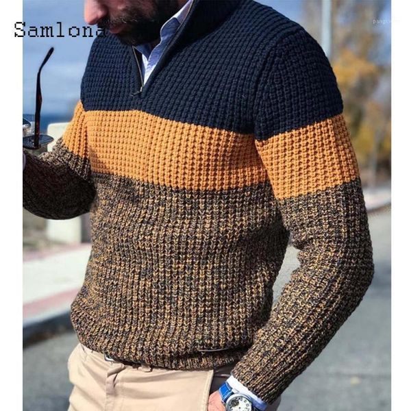 

mens knitting sweater 2020 autumn new elegant leisure casual patchwork color v-neck sweaters pullovers male winter warm clothes1, White;black