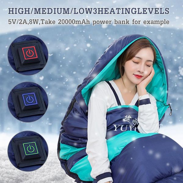 

mummy winter sleeping bag cotton electrical heated sleeping bags for outdoor camping traveling heating bags waterproof