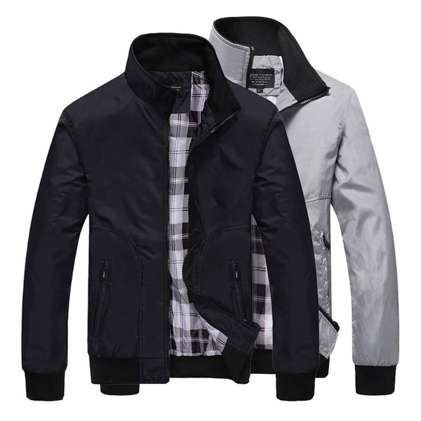 

men's jackets autumn casual fashion pure color patchwork jacket zipper outwear coat outdoor male winter, Black;brown