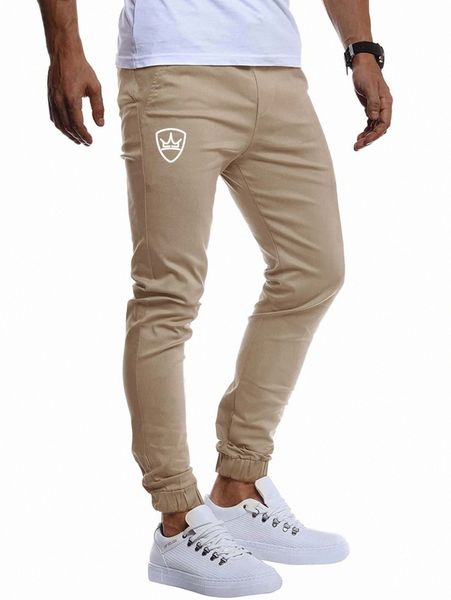 

men crown print drawstring waist joggers a4jh#, Black