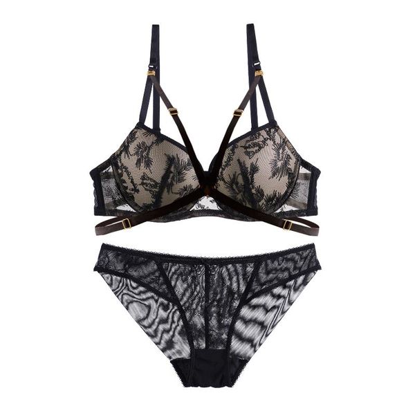 

lingerie women's bra and panties set push up strappy padded cup floral underwired removable straps lingerie set for women, Red;black
