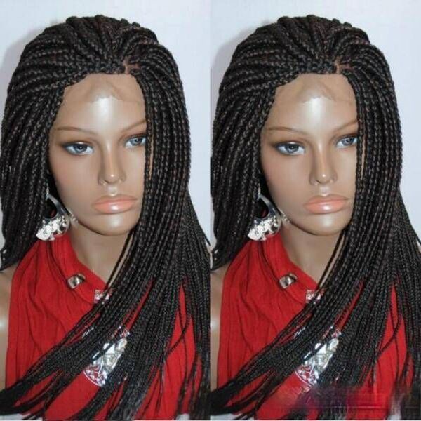 

costume accessories natural 13x4 lace frontal braided wig lace front wig with baby hair for african black women 26 inches box braids synthet, Silver