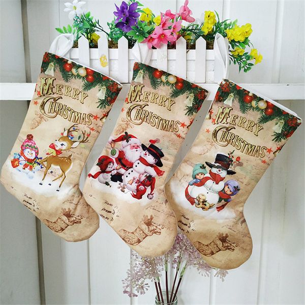 

l7tsstockings santa claus snowman elck christmas creative tree ornaments home party decoration children candy bags gifts dc775