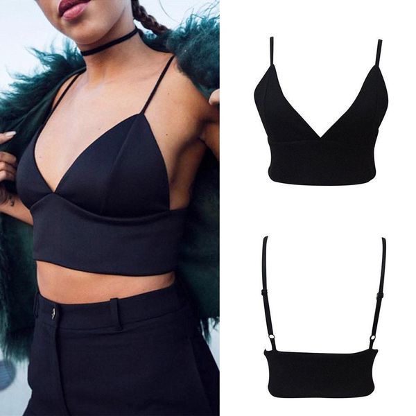 

womens tank corset bustier unpadded bra vest crop hollow out bralette blouse lady deep v solid black camis summer, White