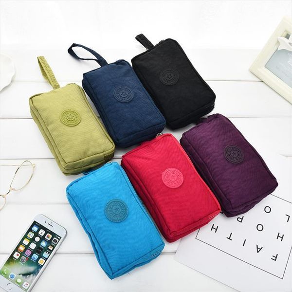 

3 zippers lady purses women wallets brand clutch coin purse cards keys money bags canvas short woman girls wallet handbags burse, Red;black