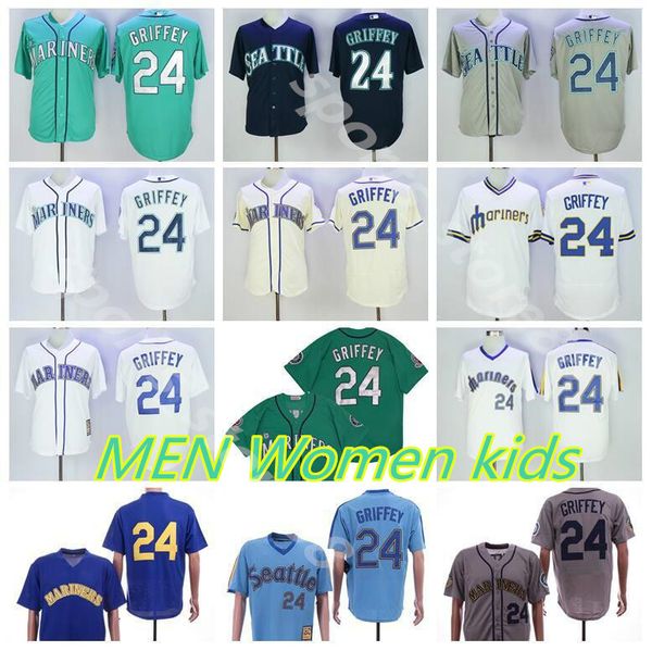 

seattle baseball jersey 24 ken griffey jr vintage green navy blue white blue beige grey stitched flexbase 2016 cool base 09, Blue;black