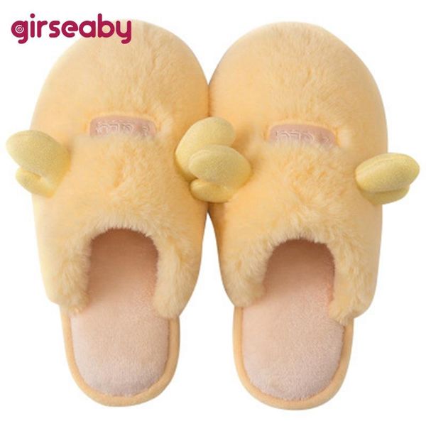

slippers girseaby women cozy flock no-slip cute couple indoor plush warm soft fluffy slides big size 36-45 pvc f1065, Black