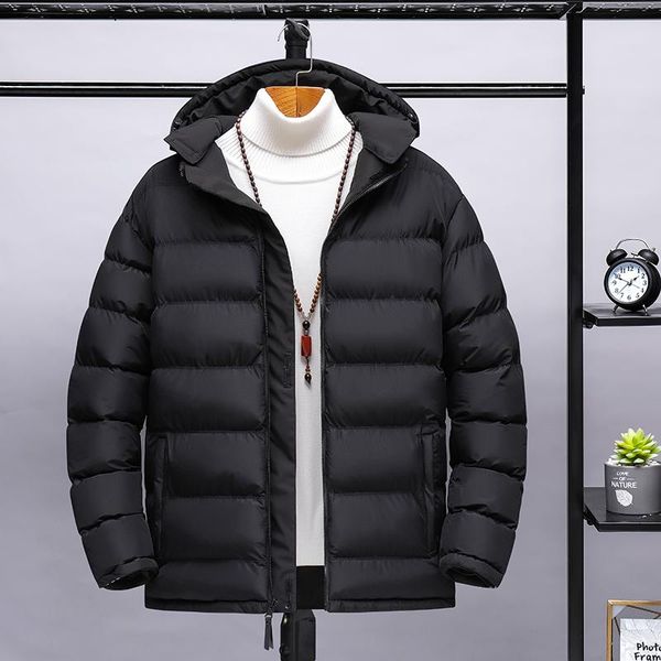

men's down & parkas men 2021 winter casual warm thick waterproof jacket coat reversible outwear windproof hat, Black