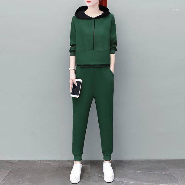 

fall 2020 hoodie plus size 2 piece set women two piece set and pants korean fashion clothing autumn clothes outfits lounge1, Gray