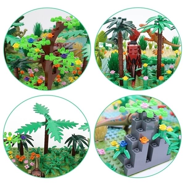 

new jurassic dinosaur world tree forest animal action figures building blocks compatible city diy moc bricks kids toys q1214