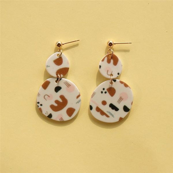 

aomu 2020 korea new geometric irregular round square acrylic earrings for women spring colorful spray paint drop earrings wmthln bdesybag, Golden