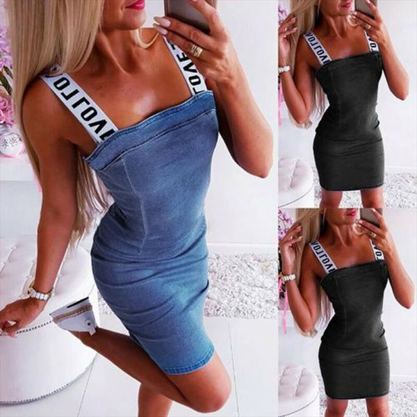 

women ladies denim jean sleeveless dress pinafore bib dungaree a line suspender blue dresses drop shipping, Black;gray