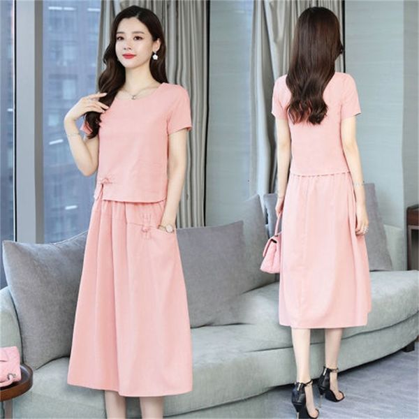 

rose, pieces and elastic waistband skirt, two sets of clothes with casual skirts will see women's suit mwpi, White