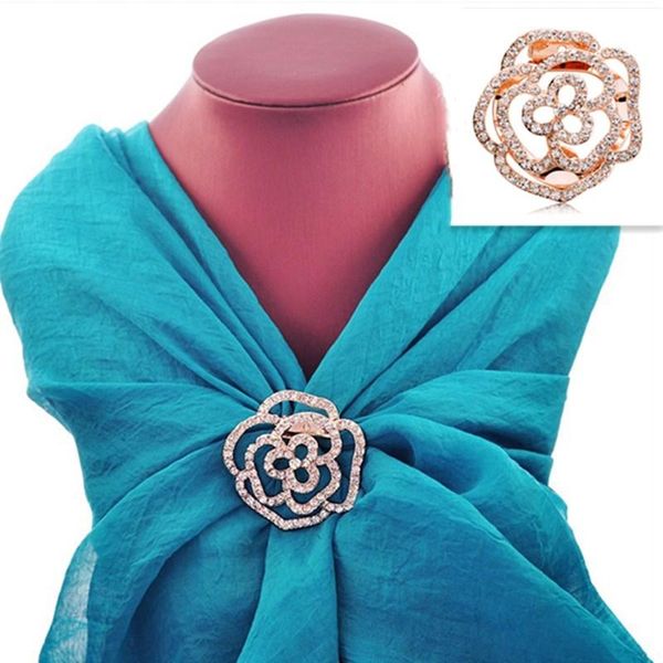 

pins, brooches retro rose silk scarf buckle simple versatile large dual purpose female brooch, Gray