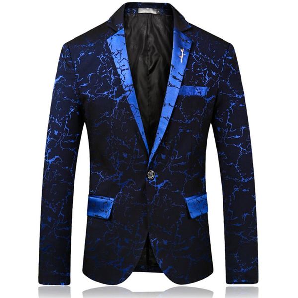 

men's suits & blazers 2021 spring and autumn fashion gilding print jacket / slim high-end banquet gradient color male suit coat, White;black