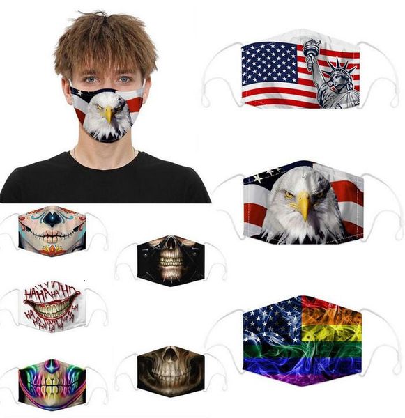 

designer skull flag digital sports halloween party cosplay luxury face masks reusable dust warm windproof festive cotton mask