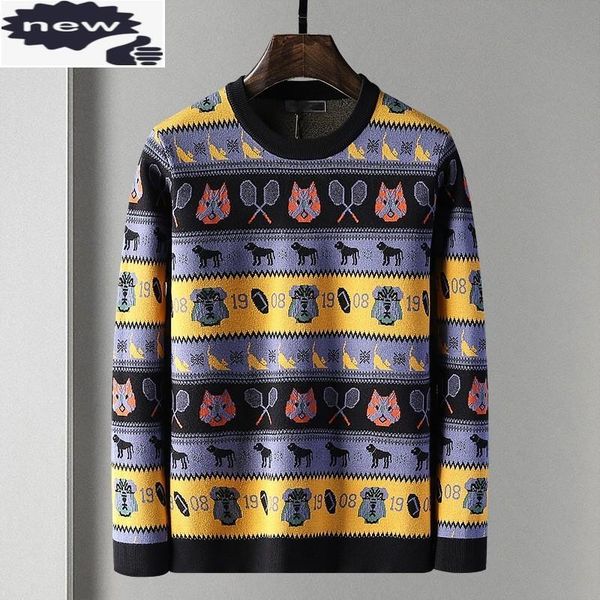 

2021 autumn new mens kawaii cartoon pullover sweater colors mixed knitwear man long sleeve o neck jacquard knitted sweaters, White;black