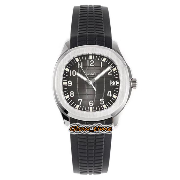 

zff v3 version 38mm black texture dial cal.324 sc automatic mechanical 5165a sapphire mens watch silver steel case rubber strap watches, Slivery;brown