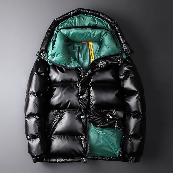 

cold white duck down 90 men's wear bright face down jacket brief paragraph of men and women lovers with thickening coat, Black