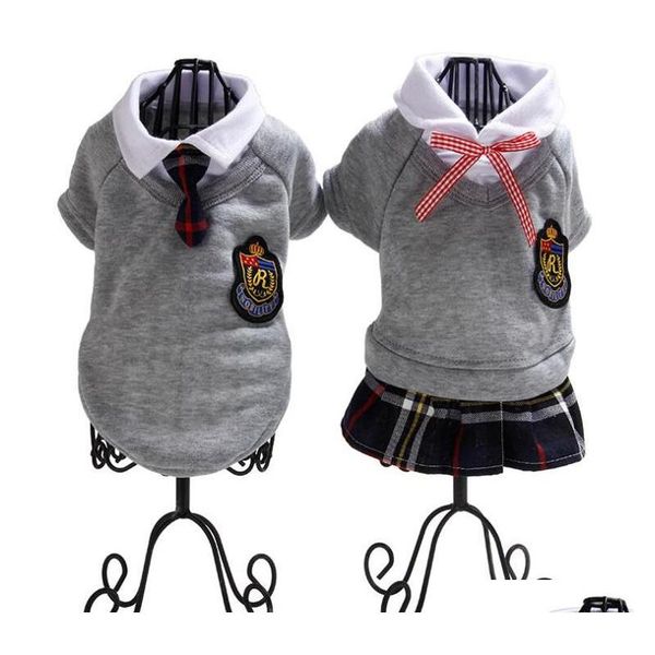 

1pcs fashion campus style female and male pet clothes dog clothing cotton vest couples jacket dress for small dogs for spring autumn 78sho