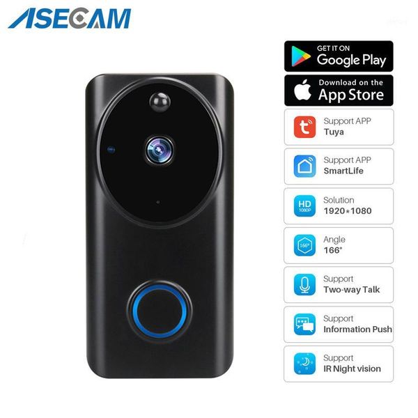 

1080p wifi video doorbell smart video intercom app control phone call door bell home security monitor night vision camera1
