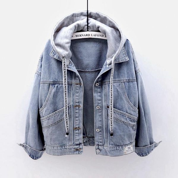 

women loose short denim jacket 2020 spring and autumn fashion women's clothing hooded jacket multi-pocket wild shirt female coat, Black;brown