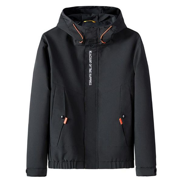 

men's jackets loose casual autumn winter fashion patchwork hoodie zipper outdoor sport coat parka windbreaker, Black;brown
