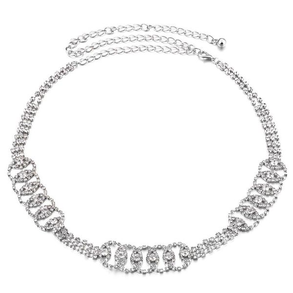 

belts diamante three rows round jewelry crystal rhinestones metal chain belt dress, Black;brown