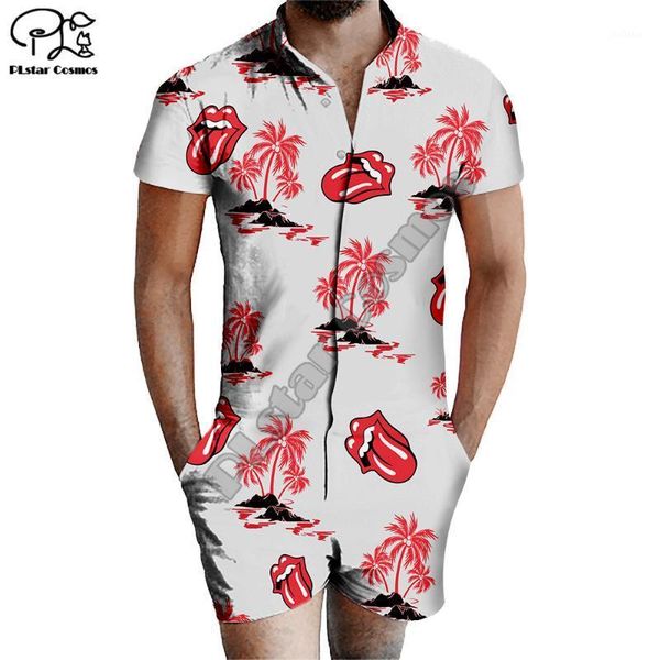 

plstar cosmos summer tree flower 3d printed zipper jumpsuit short sleeve one piece casual overalls outfits women for men1, Gray