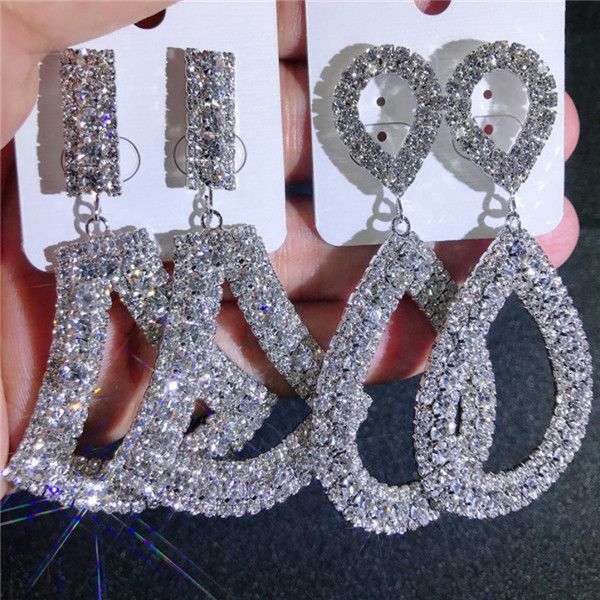 

likncrystal mix tassel bling shine full rhinestone claw chain diamond exaggerated earrings boutique wholesales jewelry