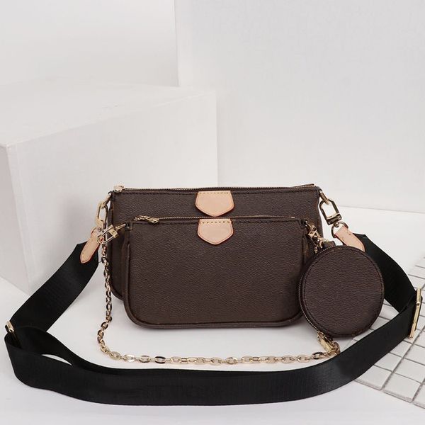 

a three-piece designer luxury handbags purses classic printing mahjong package double side wide and chain shoulder strap crossbody bags