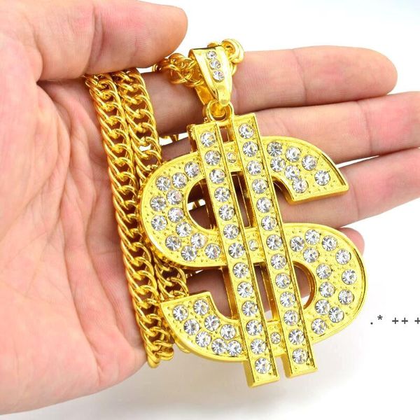 

diamond dollar pendant necklace creative metal necklace party decoration hip hop fashion jewelry accessories llf13043, Silver