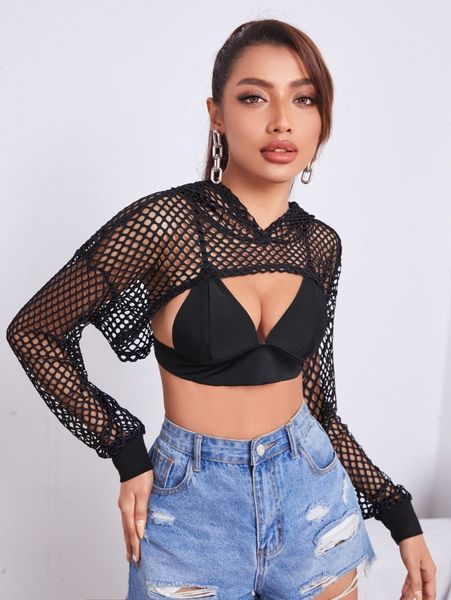 

drop shoulder super crop hoodie without bra 29gi#, White;black