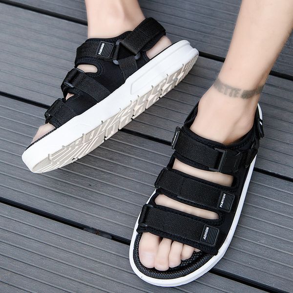 

bvnobet lightweight men sandals summer comfortable male sandals hook & loop beach casual men shoes buty meskie factory sales y200702, Black