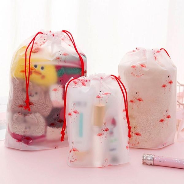 

cartoon transparent cosmetic bag waterproof travel makeup case women underwear cosmetics storage drawstring bag1