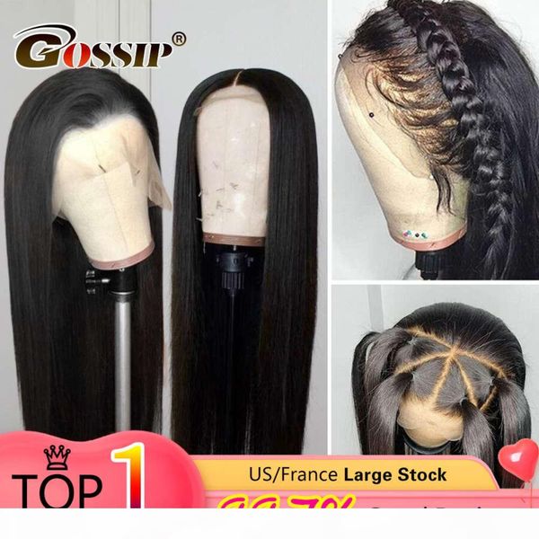 

250 density 13x6 straight front human hair wigs for black wome 360 lace frontal gossip remy wig, Black;brown