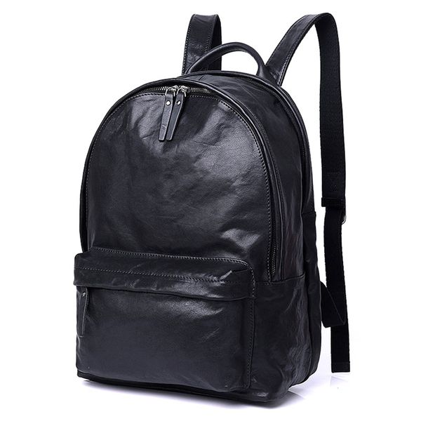 

hbp aetoo stylish breathable large capacity backpack, trendy outdoor layer of vegetable tanned leather leisure computer bag