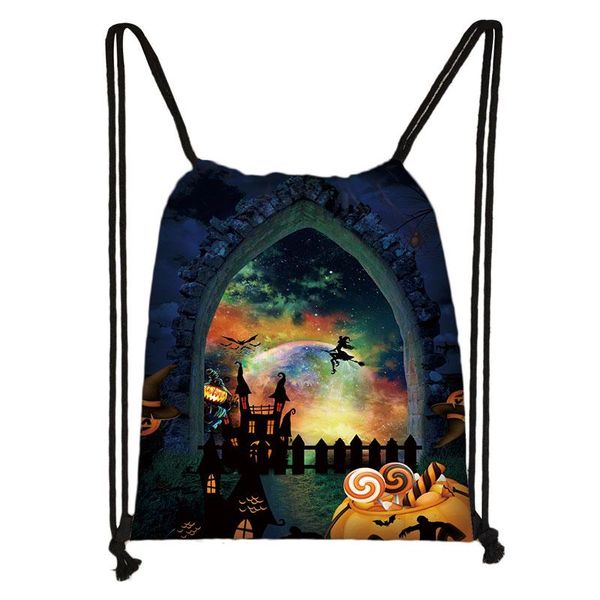

halloween pumpkin trick or treat drawstring bag boys girls candy sacks mini backpack spirit spider ladies shopping bags h wmtoae