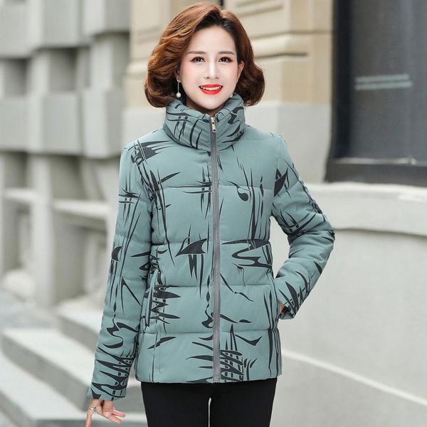 

women's down & parkas 2021 women winter cotton padded coat lady loose plus size short warm female casual printing thick outerwear b192, Black