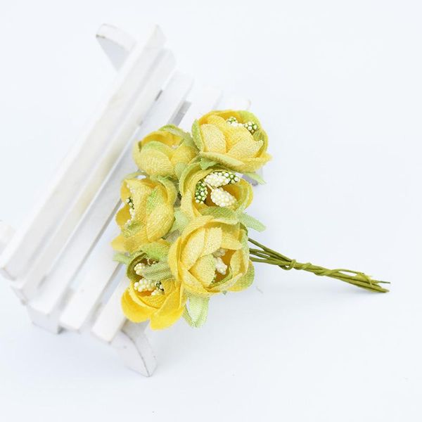 

6pcs silk tea roses bouquet for vases needlework diy gifts box artificial plants stamen christmas wreath home decor accessories f wmtran