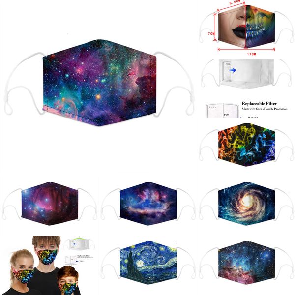 

with filter reusable starry digital print cotton washable breathable dustproof anti smog pm2.5 protective masks 8 n2occ