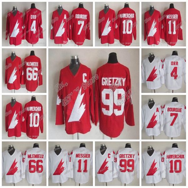 

team jersey bobby orr dale hawerchuk 99 wayne gretzky 11 mark messier 66 mario mlemieux 7 ray bourque double stitched, Black;red