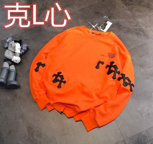 

croxin sweater autumn / winter 2020 new home violence orange tide embroidery couple round neck pullover, Black